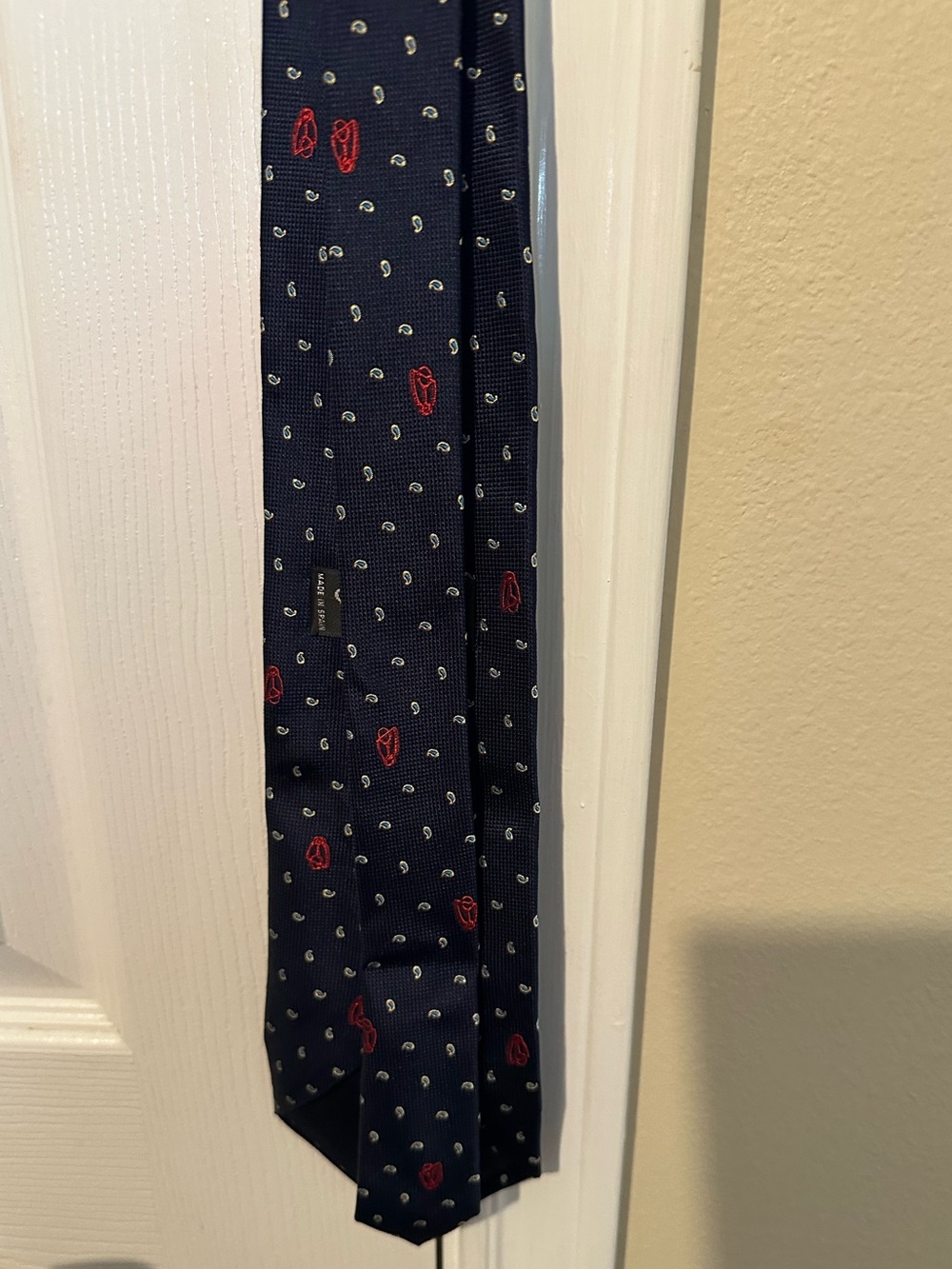Vintage Celine Paris Pure Silk Navy Equestrian Paisley Logo Tie - Picture 2 of 12